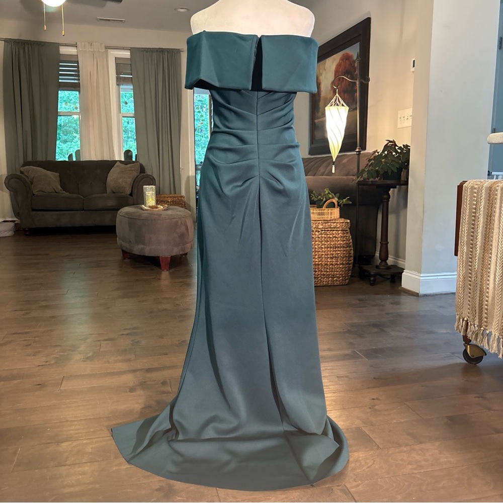 Xscape Green Ruched Strapless Sundress - Picture 7 of 8
